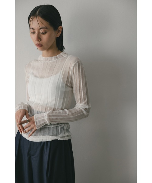 STYLEMIXER（スタイルミキサー）の「シアーソルベワイドリブニット（ニット/セーター・レディース・グリーン/ブラック/オレンジ系その他/ホワイト・FREE）」の7枚目の写真