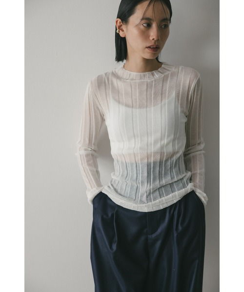 STYLEMIXER（スタイルミキサー）の「シアーソルベワイドリブニット（ニット/セーター・レディース・グリーン/ブラック/オレンジ系その他/ホワイト・FREE）」の8枚目の写真