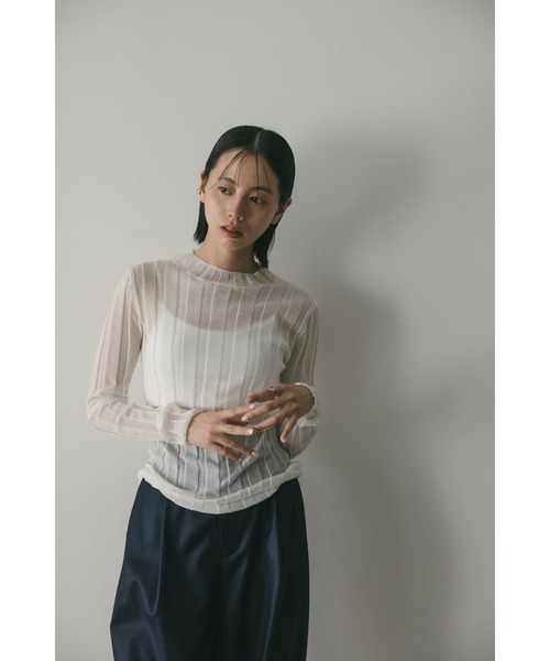 STYLEMIXER（スタイルミキサー）の「シアーソルベワイドリブニット（ニット/セーター・レディース・グリーン/ブラック/オレンジ系その他/ホワイト・FREE）」の10枚目の写真