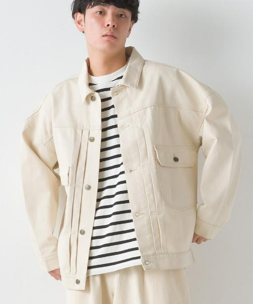 OMNES（オムネス）の「ユニセックスビッグシルエット デニムジャケット（デニムジャケット・レディース・ブルー系その他/ホワイト系その他/ワンウォッシュ・XX-LARGE/X-LARGE/LARGE/MEDIUM）」の3枚目の写真