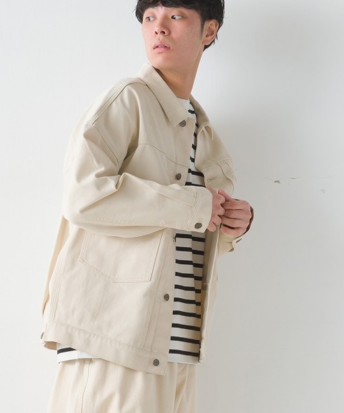 OMNES（オムネス）の「ユニセックスビッグシルエット デニムジャケット（デニムジャケット・レディース・ブルー系その他/ホワイト系その他/ワンウォッシュ・XX-LARGE/X-LARGE/LARGE/MEDIUM）」の20枚目の写真