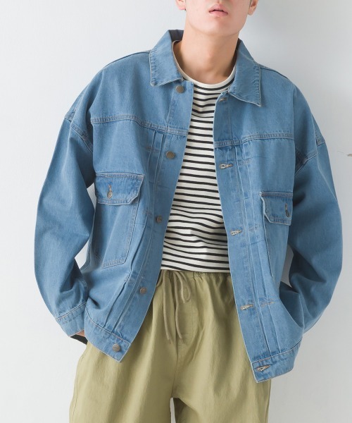 OMNES（オムネス）の「ユニセックスビッグシルエット デニムジャケット（デニムジャケット・レディース・ブルー系その他/ホワイト系その他/ワンウォッシュ・XX-LARGE/X-LARGE/LARGE/MEDIUM）」の22枚目の写真