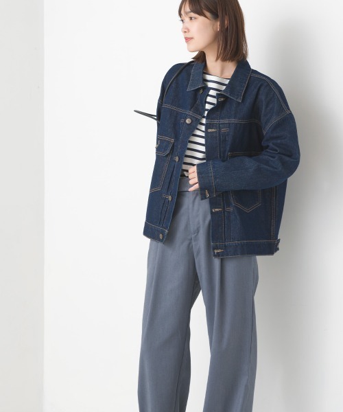 OMNES（オムネス）の「ユニセックスビッグシルエット デニムジャケット（デニムジャケット・レディース・ブルー系その他/ホワイト系その他/ワンウォッシュ・XX-LARGE/X-LARGE/LARGE/MEDIUM）」の19枚目の写真