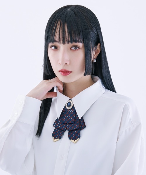 Ellno Loset(エルノロゼット)の「柄リボンタイ(蝶ネクタイ・メンズ・ホワイト/ネイビー/サックスブルー/ブルー・FREE)」の13枚目の写真