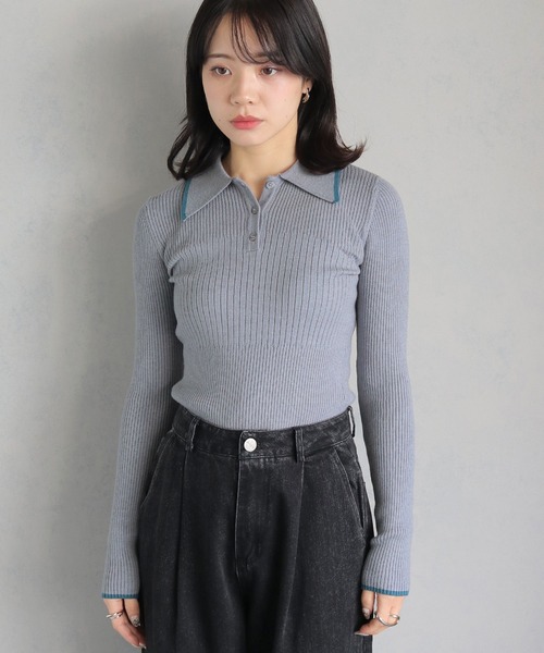 cheriella(シェリエラ)の「【cheriella】WEB限定ポロランダムリブニット WEB LIMITED POLO RANDOM RIB KNIT(ニット/セーター・レディース・アイボリー/グリーン/グレー/ブラック・M)」の15枚目の写真
