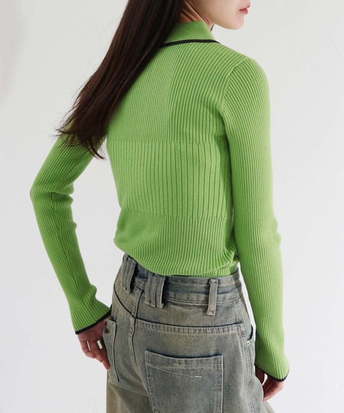 cheriella(シェリエラ)の「【cheriella】WEB限定ポロランダムリブニット WEB LIMITED POLO RANDOM RIB KNIT(ニット/セーター・レディース・アイボリー/グリーン/グレー/ブラック・M)」の9枚目の写真