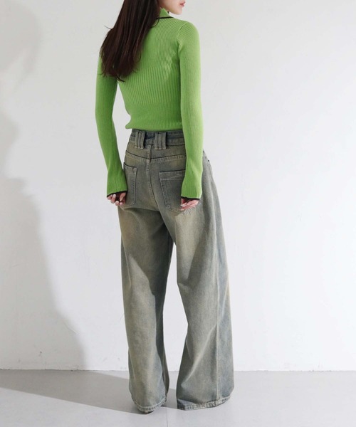 cheriella(シェリエラ)の「【cheriella】WEB限定ポロランダムリブニット WEB LIMITED POLO RANDOM RIB KNIT(ニット/セーター・レディース・アイボリー/グリーン/グレー/ブラック・M)」の11枚目の写真