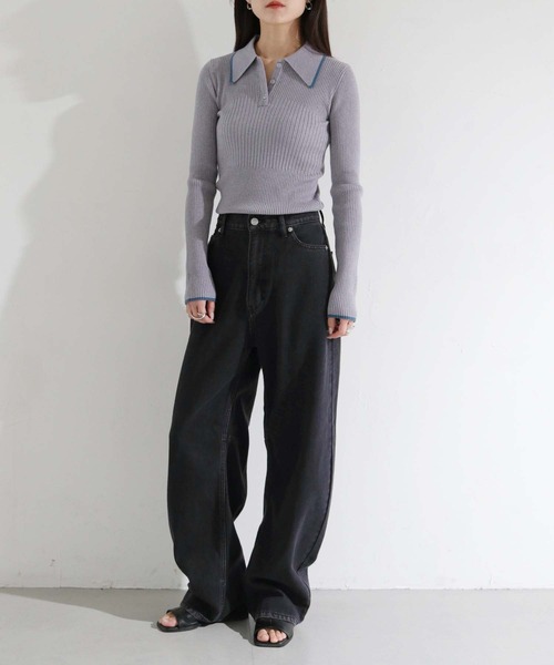 cheriella(シェリエラ)の「【cheriella】WEB限定ポロランダムリブニット WEB LIMITED POLO RANDOM RIB KNIT(ニット/セーター・レディース・アイボリー/グリーン/グレー/ブラック・M)」の8枚目の写真