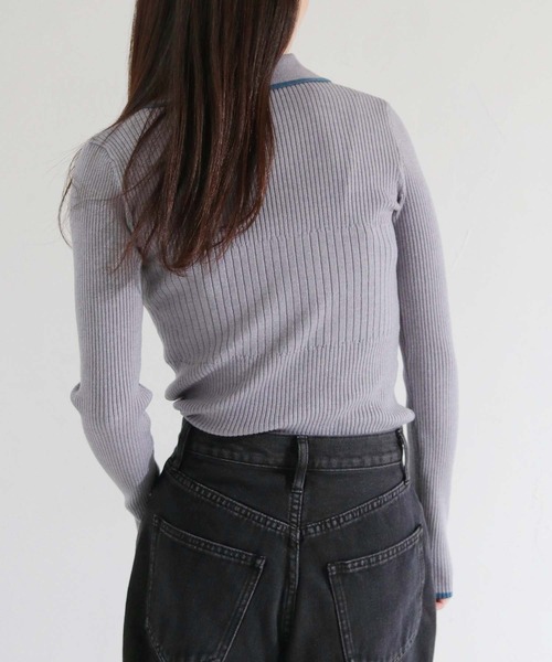 cheriella(シェリエラ)の「【cheriella】WEB限定ポロランダムリブニット WEB LIMITED POLO RANDOM RIB KNIT(ニット/セーター・レディース・アイボリー/グリーン/グレー/ブラック・M)」の7枚目の写真