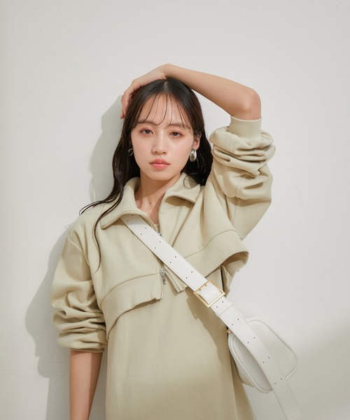 VIS（ビス）の「【洗える】ショートジップカーディガン/リブカットソーワンピース【SET】（ワンピース・レディース・ライトグレー/ベージュ系その他/グリーン系その他・FREE）」の21枚目の写真