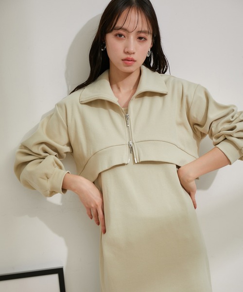 VIS（ビス）の「【洗える】ショートジップカーディガン/リブカットソーワンピース【SET】（ワンピース・レディース・ライトグレー/ベージュ系その他/グリーン系その他・FREE）」の20枚目の写真