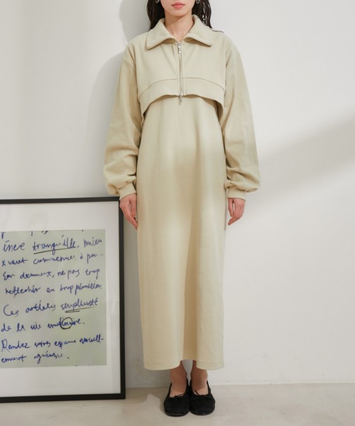 VIS（ビス）の「【洗える】ショートジップカーディガン/リブカットソーワンピース【SET】（ワンピース・レディース・ライトグレー/ベージュ系その他/グリーン系その他・FREE）」の19枚目の写真