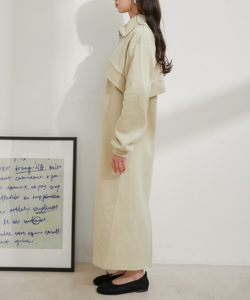 VIS（ビス）の「【洗える】ショートジップカーディガン/リブカットソーワンピース【SET】（ワンピース・レディース・ライトグレー/ベージュ系その他/グリーン系その他・FREE）」の18枚目の写真