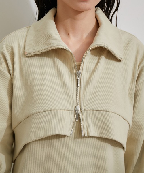VIS（ビス）の「【洗える】ショートジップカーディガン/リブカットソーワンピース【SET】（ワンピース・レディース・ライトグレー/ベージュ系その他/グリーン系その他・FREE）」の10枚目の写真
