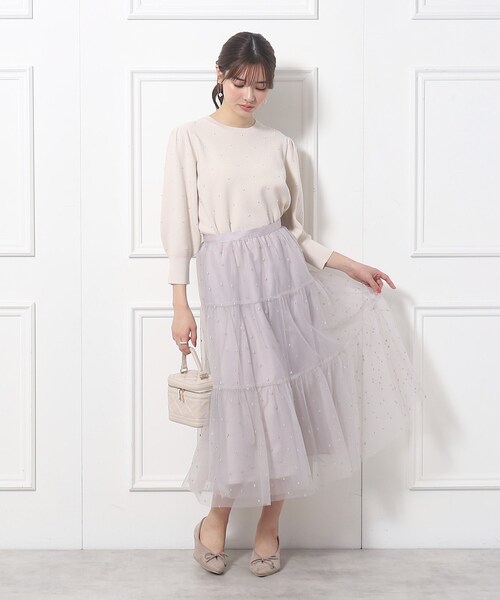 couture brooch（クチュールブローチ）の「◆ドットエンブロティアードスカート（スカート・レディース・ライトグレー系/ブラック系・42/40/38/36）」の21枚目の写真