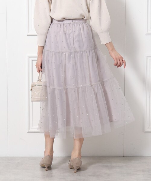 couture brooch（クチュールブローチ）の「◆ドットエンブロティアードスカート（スカート・レディース・ライトグレー系/ブラック系・42/40/38/36）」の17枚目の写真