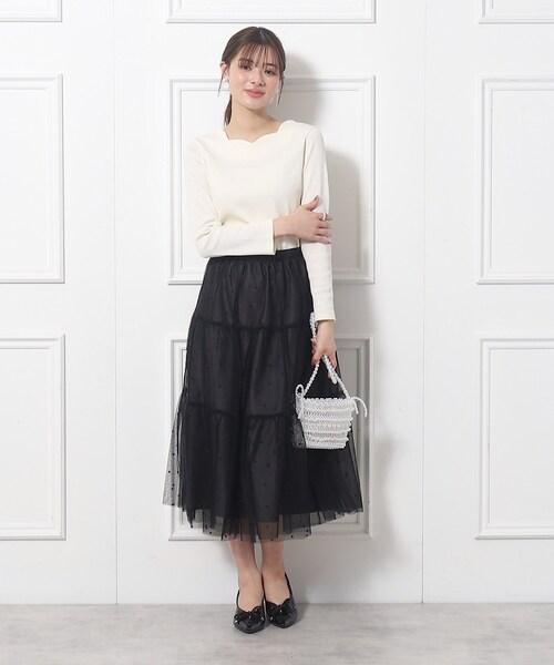 couture brooch（クチュールブローチ）の「◆ドットエンブロティアードスカート（スカート・レディース・ライトグレー系/ブラック系・42/40/38/36）」の16枚目の写真