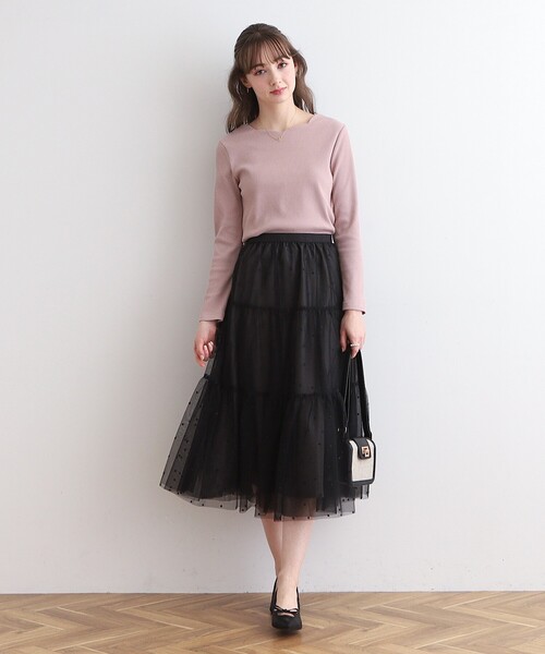 couture brooch（クチュールブローチ）の「◆ドットエンブロティアードスカート（スカート・レディース・ライトグレー系/ブラック系・42/40/38/36）」の7枚目の写真