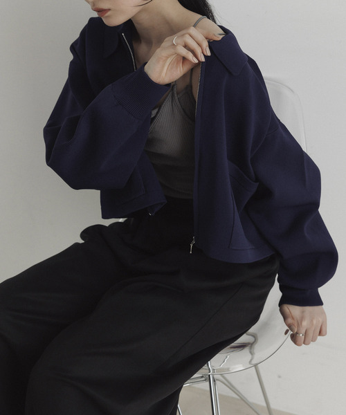 CE'E_SE'E(シーシー)の「リブショートブルゾン(ブルゾン・レディース・オフホワイト/ライトグレー/ネイビー・FREE)」の15枚目の写真