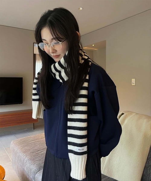 CE'E_SE'E(シーシー)の「リブショートブルゾン(ブルゾン・レディース・オフホワイト/ライトグレー/ネイビー・FREE)」の3枚目の写真