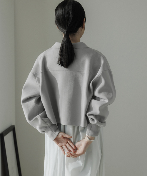 CE'E_SE'E(シーシー)の「リブショートブルゾン(ブルゾン・レディース・オフホワイト/ライトグレー/ネイビー・FREE)」の4枚目の写真