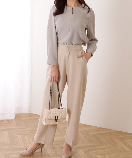 Lace Ladies（レースレディース）の「フロントホック付き キーネック センター ライン ブラウス（シャツ/ブラウス・レディース・グレー/ブラック/アイボリー/ネイビー・FREE/S）」の13枚目の写真