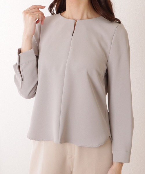 Lace Ladies（レースレディース）の「フロントホック付き キーネック センター ライン ブラウス（シャツ/ブラウス・レディース・グレー/ブラック/アイボリー/ネイビー・FREE/S）」の15枚目の写真