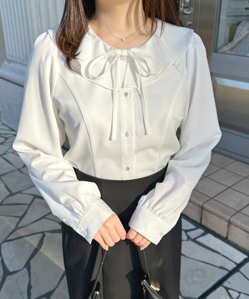 apres jour(アプレジュール)の「ラッフル襟リボンブラウス【ZOZOTOWN限定アイテム】(シャツ/ブラウス・レディース・オフホワイト/ブラック系その他・X-LARGE/フリー)」の17枚目の写真