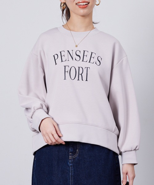 Chez toi(シェトワ)の「軽量ボンディンググリッターロゴプルオーバー(スウェット・レディース・アイボリー/ブラック/カーキ・FREE)」の4枚目の写真