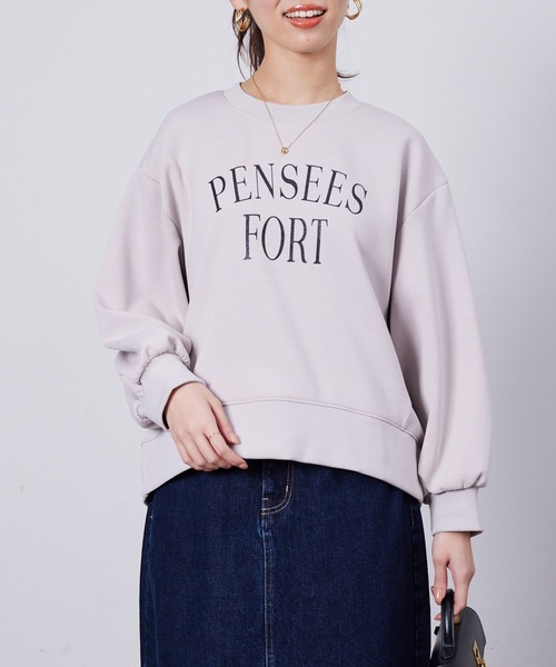 Chez toi(シェトワ)の「軽量ボンディンググリッターロゴプルオーバー(スウェット・レディース・アイボリー/ブラック/カーキ・FREE)」の7枚目の写真