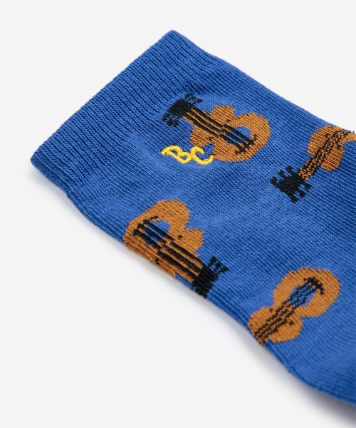 BOBO CHOSES（ボボショーズ）の「Acoustic Guitar All Over short socks（ソックス/靴下・キッズ・ブルー・19-20cm/22-24cm/15-16cm/17-18cm/18-19cm）」の2枚目の写真