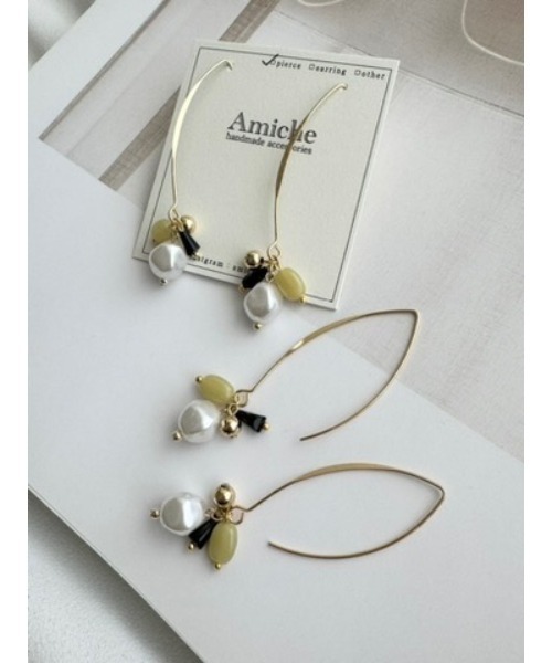 tone(トーン)の「【Amiche】ビーズフープピアス(MA)(ピアス(両耳用)・レディース・ゴールド・FREE)」の2枚目の写真