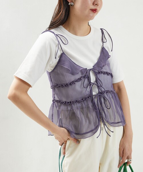 FREAK'S STORE(フリークスストア)の「限定展開 チュール 2way キャミ ビスチェ(キャミソール・レディース・オフホワイト/ブラック/ラベンダー・フリ-)」の3枚目の写真