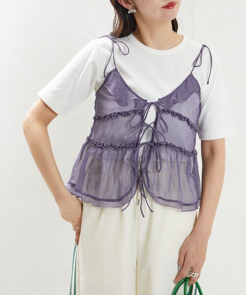 FREAK'S STORE(フリークスストア)の「限定展開 チュール 2way キャミ ビスチェ(キャミソール・レディース・オフホワイト/ブラック/ラベンダー・フリ-)」の4枚目の写真