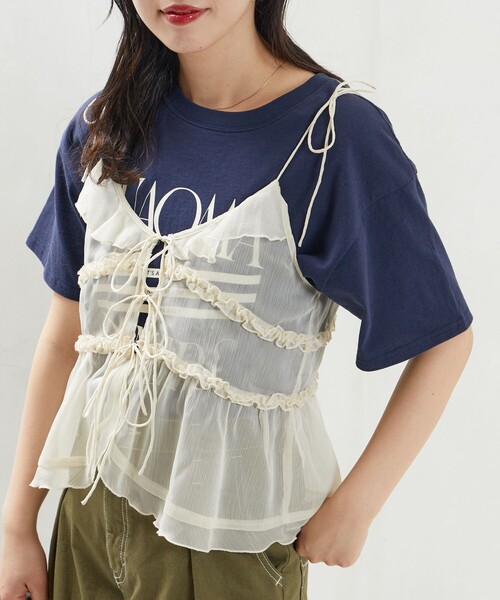 FREAK'S STORE(フリークスストア)の「限定展開 チュール 2way キャミ ビスチェ(キャミソール・レディース・オフホワイト/ブラック/ラベンダー・フリ-)」の15枚目の写真