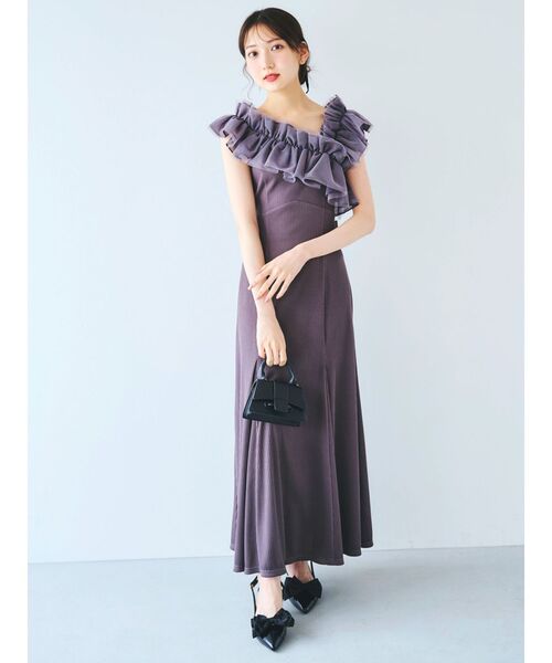 dazzlin（ダズリン）の「異素材フリルマーメイドワンピース（ワンピース・レディース・アイボリー/ブラック/ブルー/グレー/オフホワイト・SMALL/MEDIUM）」の10枚目の写真