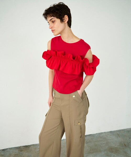 GRACE CONTINENTAL(グレースコンチネンタル)の「フリルリブカットトップ(Tシャツ/カットソー・レディース・ブラック/レッド/ホワイト・36)」の13枚目の写真