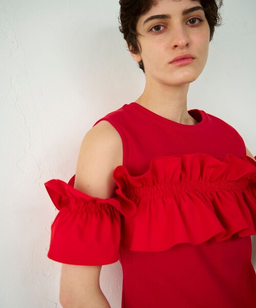 GRACE CONTINENTAL(グレースコンチネンタル)の「フリルリブカットトップ(Tシャツ/カットソー・レディース・ブラック/レッド/ホワイト・36)」の14枚目の写真