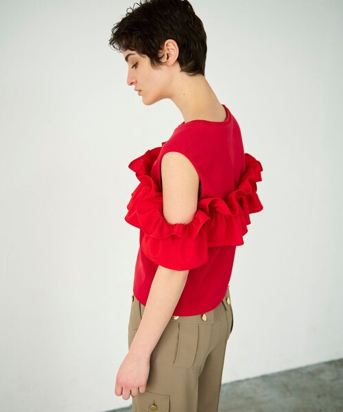 GRACE CONTINENTAL(グレースコンチネンタル)の「フリルリブカットトップ(Tシャツ/カットソー・レディース・ブラック/レッド/ホワイト・36)」の15枚目の写真