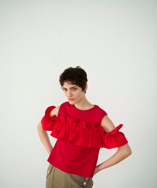 GRACE CONTINENTAL(グレースコンチネンタル)の「フリルリブカットトップ(Tシャツ/カットソー・レディース・ブラック/レッド/ホワイト・36)」の16枚目の写真