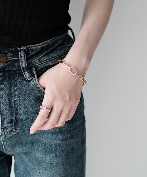 CRYSTAL LINK BRACELET レディースブレスレット ゴールド