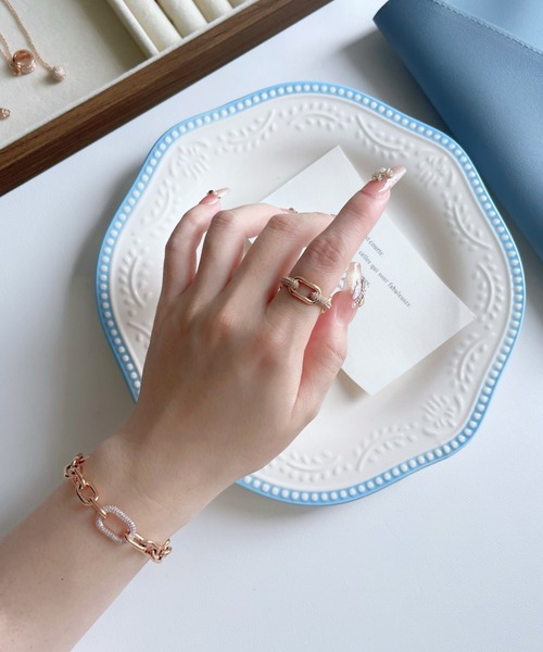 CRYSTAL LINK BRACELET レディースブレスレット ゴールド