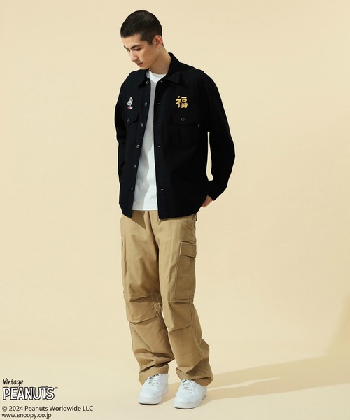 ※ALPHA（アルファ）の「PEANUTS x ALPHA ベトジャン風長袖シャツ/スヌーピー（シャツ/ブラウス・メンズ・ブラック/アーミー・X-LARGE/MEDIUM/LARGE/SMALL）」の11枚目の写真