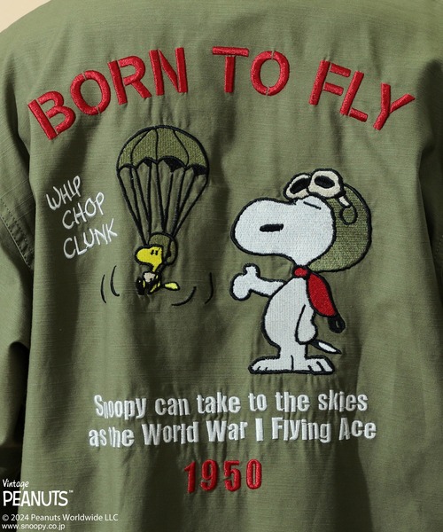 ※ALPHA（アルファ）の「PEANUTS x ALPHA ベトジャン風長袖シャツ/スヌーピー（シャツ/ブラウス・メンズ・ブラック/アーミー・X-LARGE/MEDIUM/LARGE/SMALL）」の17枚目の写真