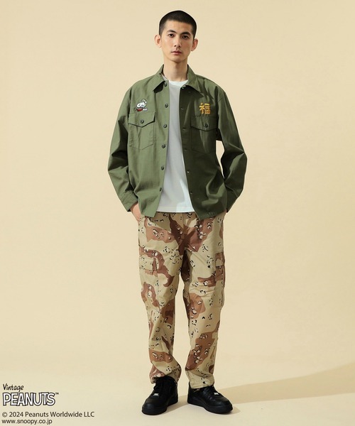 ※ALPHA（アルファ）の「PEANUTS x ALPHA ベトジャン風長袖シャツ/スヌーピー（シャツ/ブラウス・メンズ・ブラック/アーミー・X-LARGE/MEDIUM/LARGE/SMALL）」の19枚目の写真