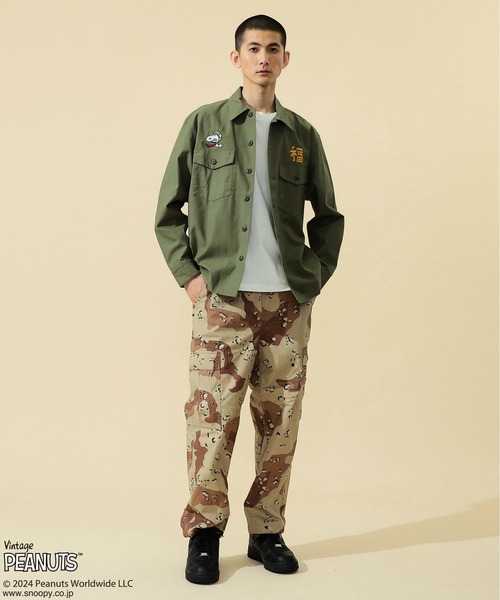 ※ALPHA（アルファ）の「PEANUTS x ALPHA ベトジャン風長袖シャツ/スヌーピー（シャツ/ブラウス・メンズ・ブラック/アーミー・X-LARGE/MEDIUM/LARGE/SMALL）」の20枚目の写真