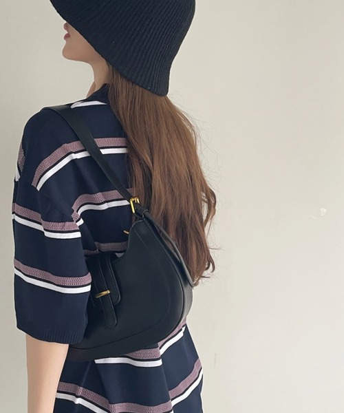 U.S. POLO ASSN.（ユーエスポロアッスン）の「U.S. POLO ASSN. メッシュ ボーダー デザイン ニット ポロシャツ（ポロシャツ・レディース・ライトベージュ/ネイビー系/ブラック・M/L）」の13枚目の写真