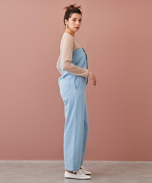 petit main LIEN(プティマインリアン)の「【LADIES】デニムオールインワン(つなぎ/オールインワン・レディース・オフホワイト/サックスブルー/ブラック/ネイビー・FREE)」の5枚目の写真