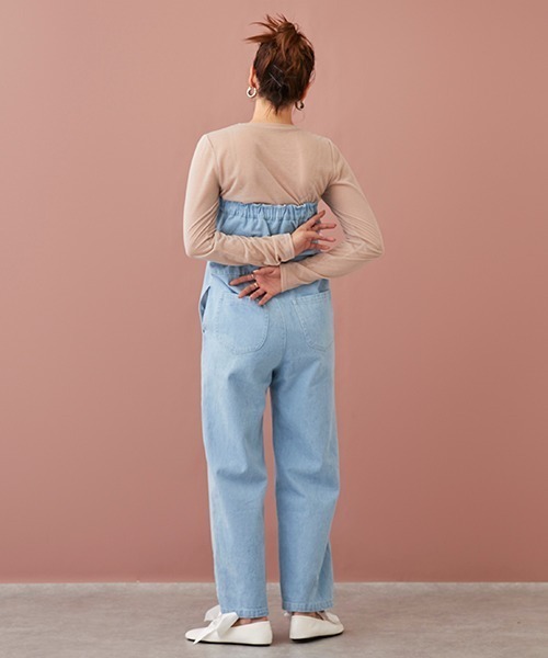 petit main LIEN(プティマインリアン)の「【LADIES】デニムオールインワン(つなぎ/オールインワン・レディース・オフホワイト/サックスブルー/ブラック/ネイビー・FREE)」の6枚目の写真