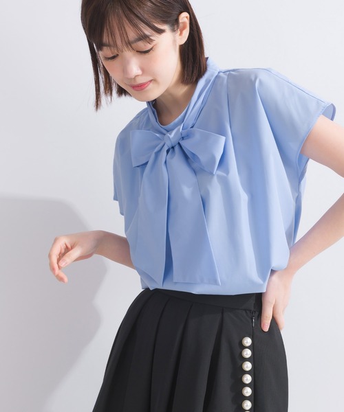 PICCIN（ピッチン）の「リボンタイブラウス（シャツ/ブラウス・レディース・サックスブルー/ブラック/オフホワイト・M）」の12枚目の写真